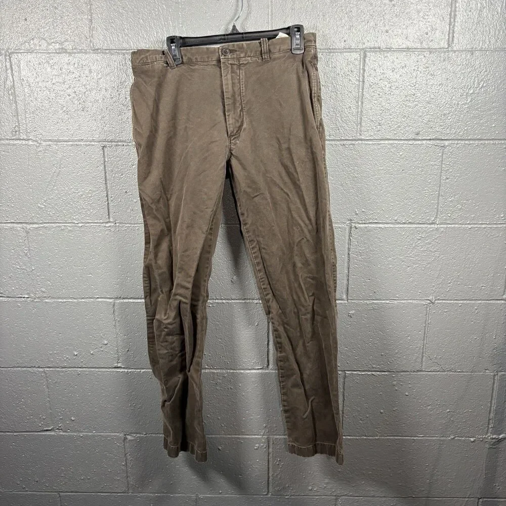 JCrew Vintage Chino Pants Mens 33x32 Broken In Fit Brown Casual Preppy Timeless
